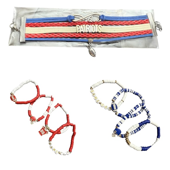 New England Patriots NFL Charm Bracelet (9) Bundle  Friendship Love Infinity - Picture 1 of 7